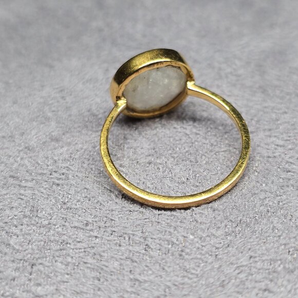 14K Yellow Gold Flashy Moonstone Ring Sz 10 - Picture 3 of 3